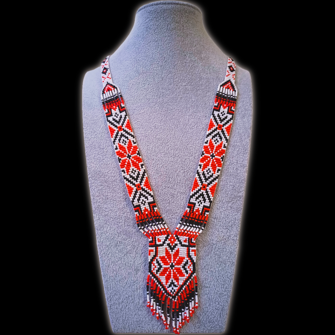 Handcrafted seed Bead long necklace earrings set Handcrafted seed Bead long necklace earrings set