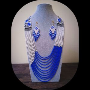 Handcrafted seed bead lightweight necklace earrings set